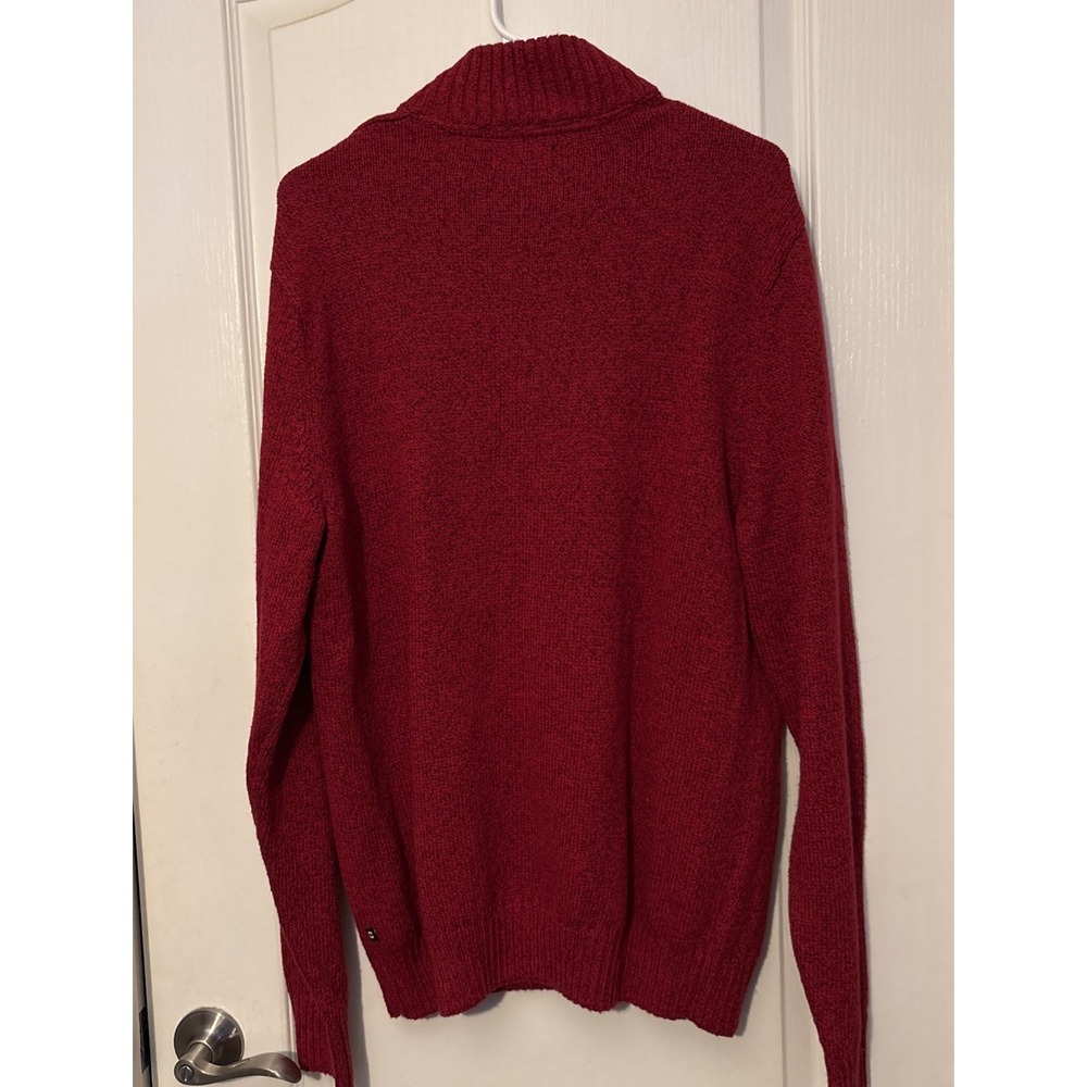 NWT Chaps Men's Large Quarter Zip Sweater Red Twist Knit Pullover - Picture 3 of 3